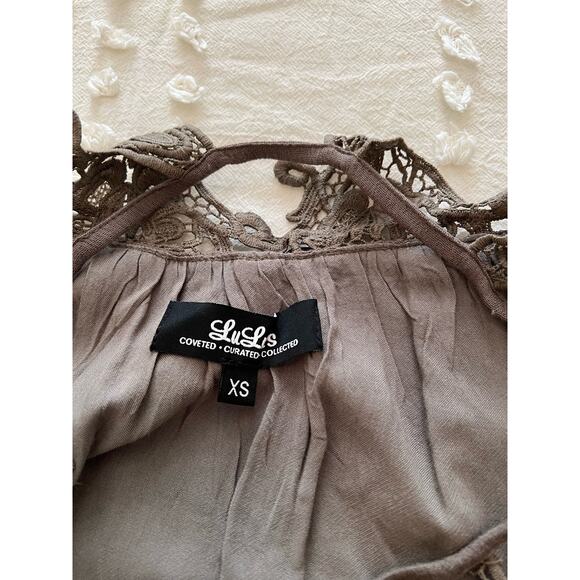 NWT Lulu's Women's Army Green Crochet Boho Mini Dress Size XS - Picture 6 of 8